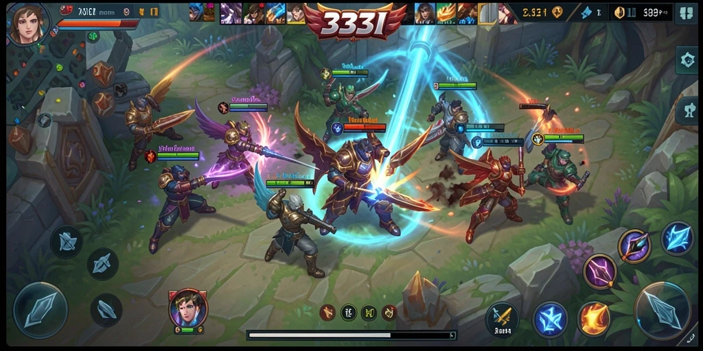 Tangkapan layar menampilkan aksi intens dalam permainan MOBA 333I.