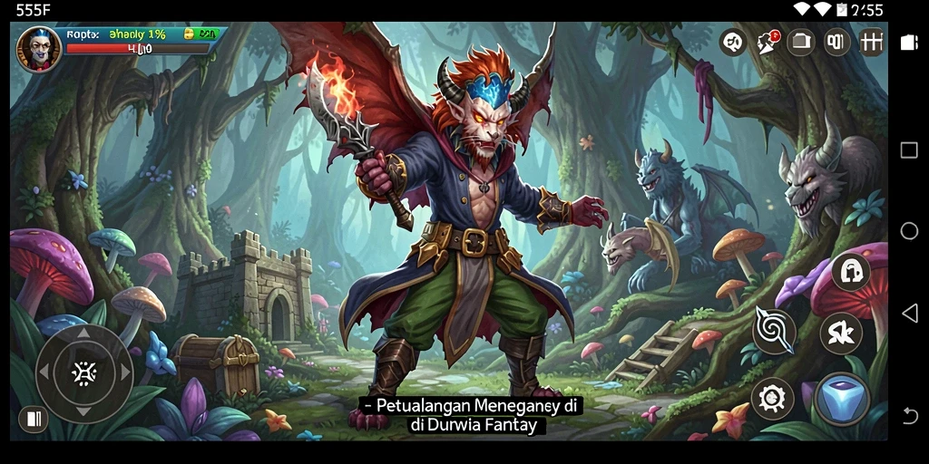Tampilan gameplay yang menarik dalam dunia petualangan 555F.