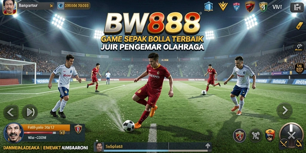 Screenshot gameplay BW888 menampilkan aksi seru di lapangan sepak bola.