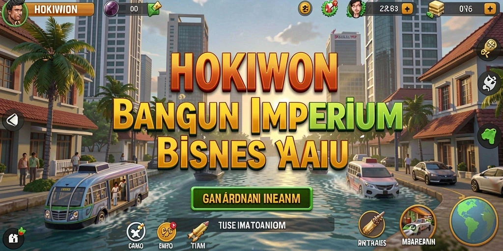 Tampilan gameplay HOKIWON menunjukkan manajemen bisnis yang seru.