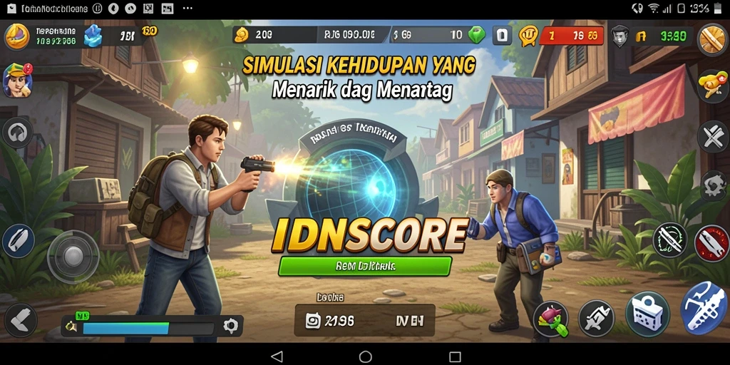 Tampilan gameplay menarik dari IDNSCORE yang menunjukkan interaksi karakter.
