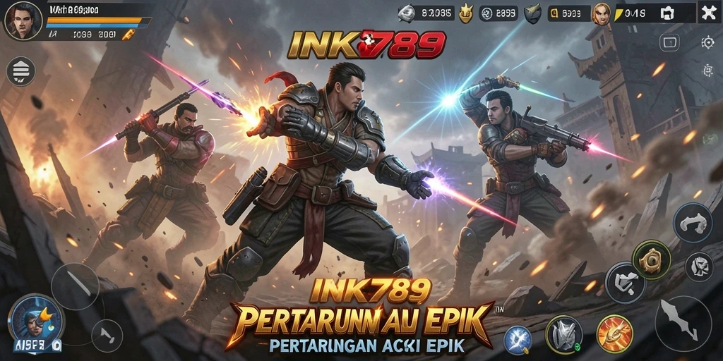 Screenshot gameplay INK789 menampilkan aksi pertempuran mendebarkan.