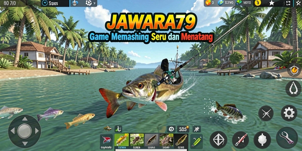 Tampilan screenshot JAWARA79 menampilkan aksi memancing yang menegangkan.