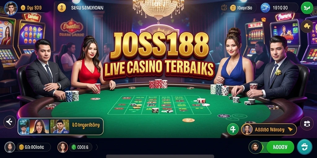 Tampilan menarik JOSS188 dengan dealer langsung dalam suasana casino.