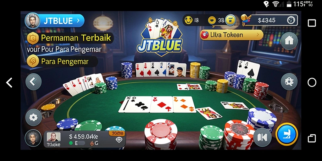 Tampilan gameplay Poker yang seru dan interaktif di JTBLUE.
