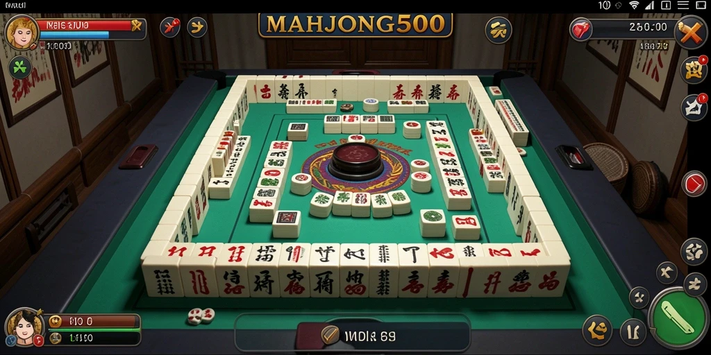 Screenshot gameplay MAHJONG500 menampilkan pengalaman petualangan Mahjong yang seru.