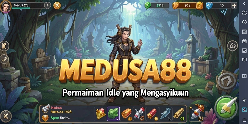 Tampilan gameplay menarik dari MEDUSA88 yang menunjukkan mekanika Idle.