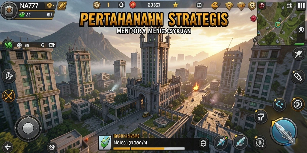 Screenshot menunjukkan aksi menegangkan dalam permainan Tower Defense.
