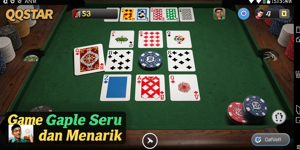 Tampilan gameplay seru dalam QQSTAR yang menghadirkan pengalaman Gaple.