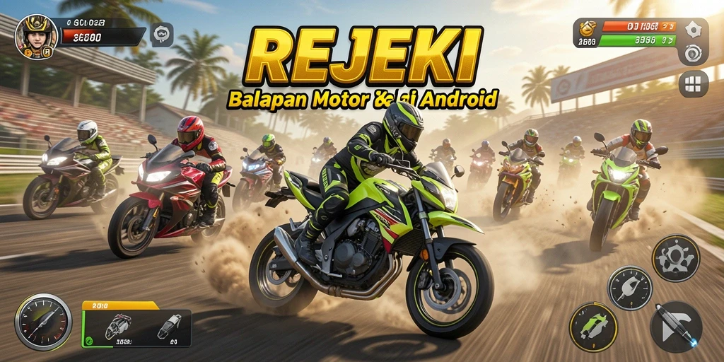 Tampilan gameplay balapan motor yang mendebarkan dan realistis.