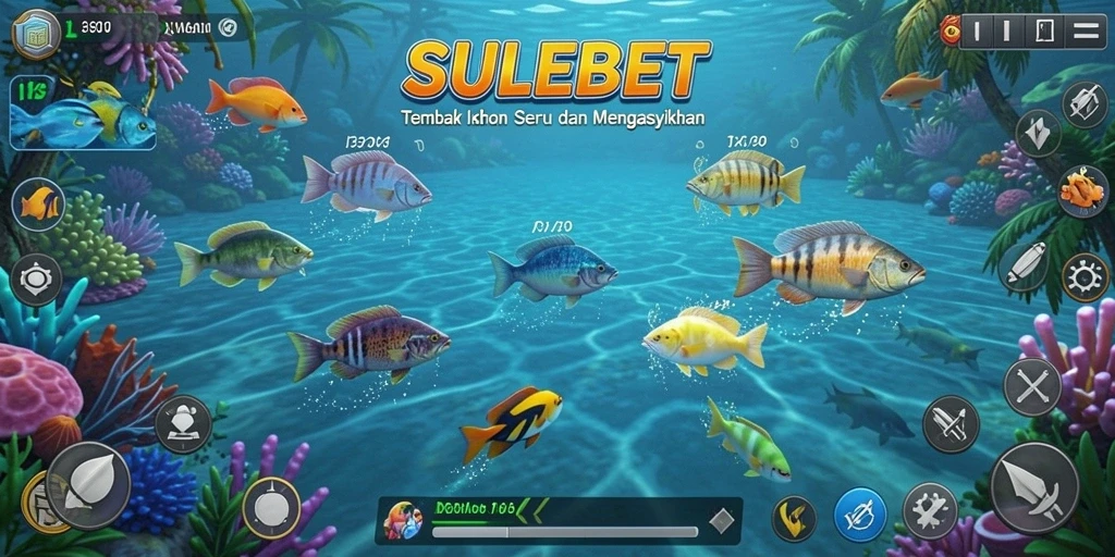 Tampilan gameplay seru dalam SULEBET yang menembak ikan.