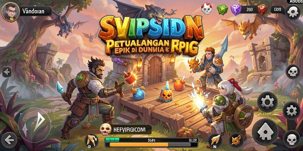 Screenshot menunjukkan aksi pertempuran seru dalam game RPG SVIPSIDN.